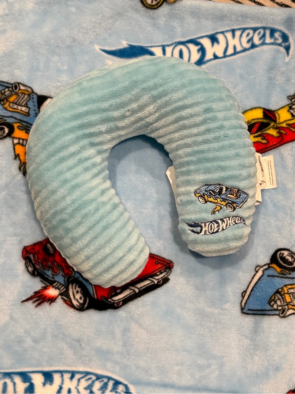 Hot Wheels Light Blue Kids Travel Neck Pillow